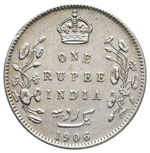 obverse: INDIA - Edward VII - 1 Rupee argento 1906