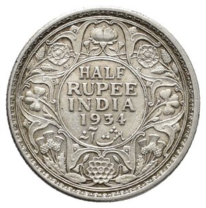 obverse: INDIA - George V - Half Rupee argento 1934