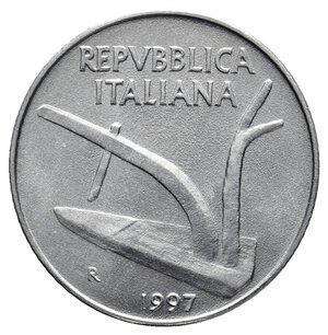 reverse: ERRORE - Repubblica italiana - 10 Lire 1997 Metallo in Piu sul bordo