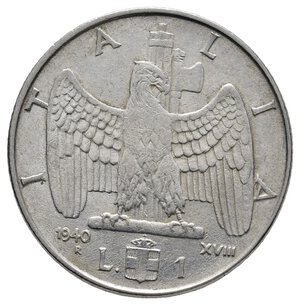 obverse: ERRORE - Regno d  italia - 1 Lira Impero 1940 Asse spostato 90°