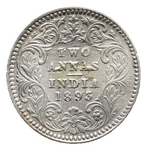obverse: INDIA - Victoria queen - 2 Annas argento 1893