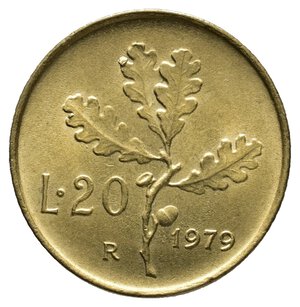 obverse: ERRORE - Repubblica italiana - 20 Lire 1979 esubero di metallo sulla foglia