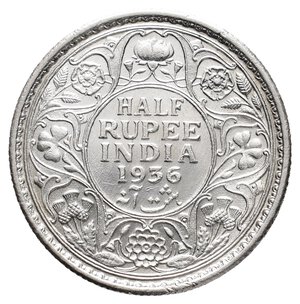 obverse: INDIA - George V - Half Rupee argento 1936 FDC QFDC