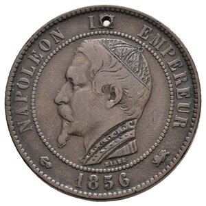 obverse: CURIOSITA  - Francia 10 Centimes 1856 Ritocco sulla testa di Napoleon III