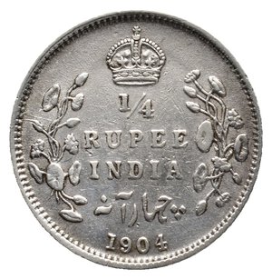 obverse: INDIA - Edward VII - Quarter Rupee argento 1904