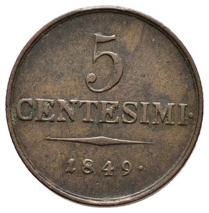 obverse: LOMBARDO VENETO - 5 Centesimi 1849 zecca M (Milano)