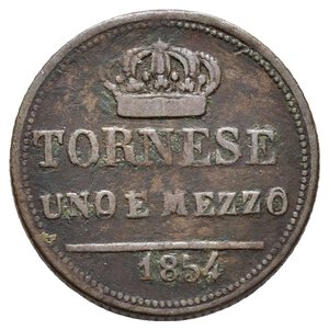 obverse: NAPOLI - Ferdnando II - Tornese uno e mezzo 1854