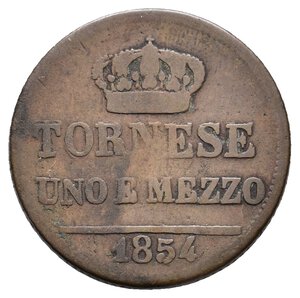 obverse: NAPOLI - Ferdnando II - Tornese uno e mezzo 1854