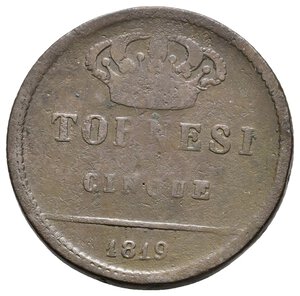 obverse: NAPOLI - Ferdnando II - 5 Tornesi 1819