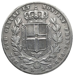 reverse: REGNO DI SARDEGNA (Savoia) - Carlo Alberto - 5 Lire argento 1839 Torino CONTROMARCA 8