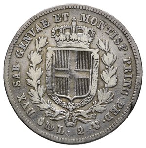 obverse: REGNO DI SARDEGNA (Savoia) - Carlo Alberto - 2 Lire argento 1844 Genova RARA