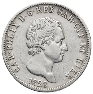 obverse: REGNO DI SARDEGNA (Savoia) - Carlo Felice - 5 Lire argento 1828 Genova