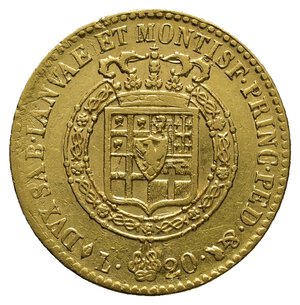 obverse: REGNO DI SARDEGNA (Savoia) - Vittorio Emanuele I - 20 Lire Oro 1816 T BB