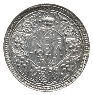 obverse: INDIA - George VI - Quarter Rupee argento 1945