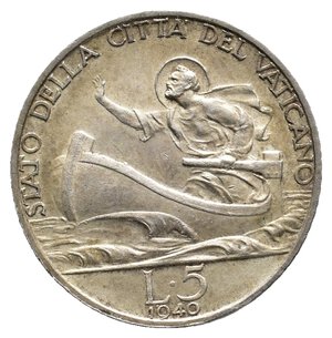 obverse: VATICANO - Pio XII - 5 Lire argento 1940 QFDC