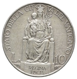 obverse: VATICANO - Pio XI - 10 Lire argento 1934  