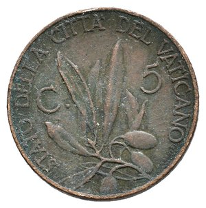 obverse: VATICANO - Pio XI - 5 Centesimi 1931