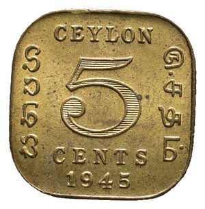 obverse: CEYLON - George VI  5 cents 1945