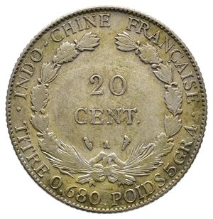 obverse: INDOCINA FRANCESE  20 Centimes argento 1930
