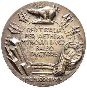 reverse: Medaglia Fascista Crociera Aerea del Decennale, 1933 Argento, opus Morbiducci, 
diam.59,2 mm