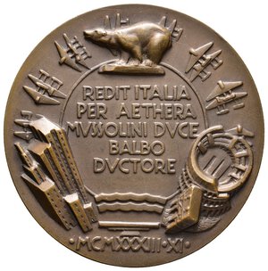 reverse: Medaglia Fascista Crociera Aerea del Decennale, 1933 bronzo, opus Morbiducci, 
diam.59,7 mm