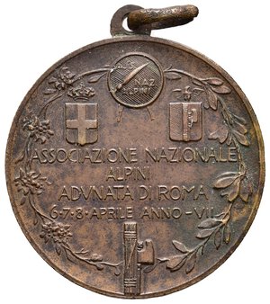 obverse: Medaglia Fascista  - Associazione Nazionale Alpini, adunata Roma A.VII  Diam.35 mm