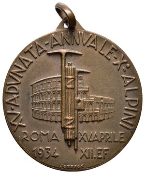 obverse: Medaglia Fascista  - Associazione Nazionale Alpini, adunata Roma 1934  Diam.35 mm