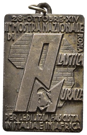 obverse: Medaglia Fascista II Mostra Plastica Rurale per l edilizia Fascista , A.XIV 