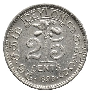 obverse: CEYLON - Victoria queen 25 cent argento 1899