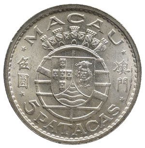obverse: MACAO  5 Patacas argento 1971