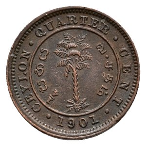 obverse: CEYLON - Victoria queen Quarter cent 1901