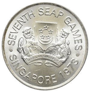 reverse: SINGAPORE 5 Dollars argento 1973 Seventh Seap Games 