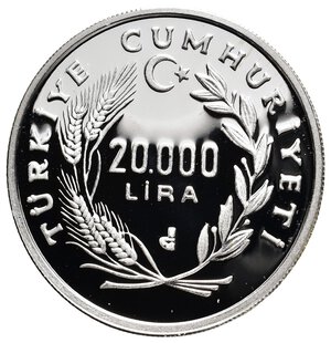 reverse: TURCHIA  10.000 Lira argento 1992 Giochi Olimpici PROOF