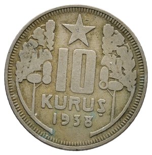 obverse: TURCHIA  - 10 kurush 1938