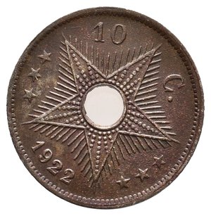 obverse: CONGO BELGA 10 Centimes 1922