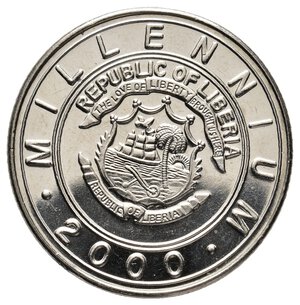 reverse: LIBERIA  5 dollars Lunar  2000