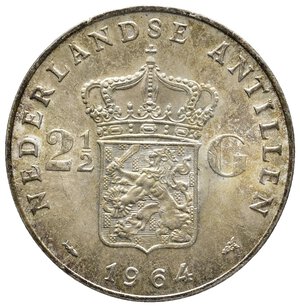 obverse: ANTILLE OLANDESI   2 1/2 Gulden argento 1964