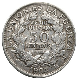 obverse: BOLIVIA 50 Centavos argento 1904