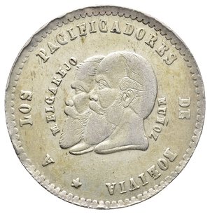 obverse: BOLIVIA  1/2 Malgarejo argento 1865 RARA