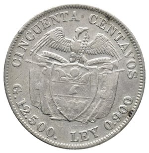 obverse: COLOMBIA 50 Centavos argento 1916