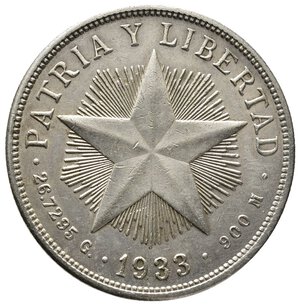 obverse: CUBA 1 Peso argento 1933