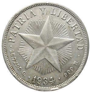 obverse: CUBA 1 Peso argento 1934