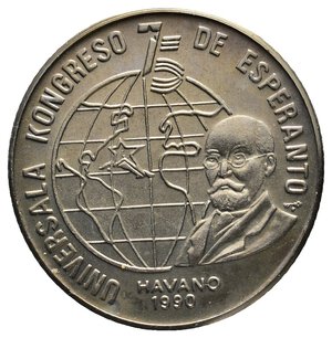 obverse: CUBA 1 Peso Congresso Esperanto 1990