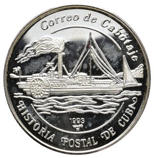 obverse: CUBA 5 Pesos argento 1993 Historia Postal