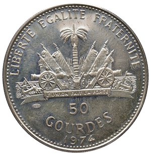 reverse: HAITI  50 Gourdes argento 1974 PAOLO VI