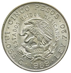 reverse: MESSICO  5 Pesos argento 1959 CARRANZA