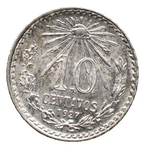 obverse: MESSICO 10 Centavos argento 1927 QFDC