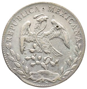 reverse: MESSICO 8 Reales argento 1896 GO R.S.  (Guanajuato) tondello tranciato
