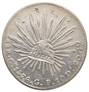 obverse: MESSICO 8 Reales argento 1876 CN G.P.  (Culiacan) 
