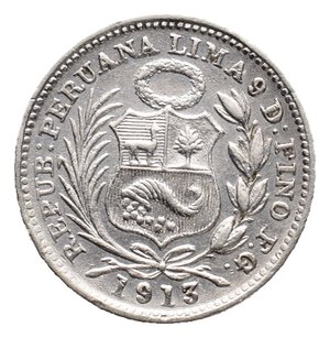 obverse: PERU  1 Dinero argento 1913
